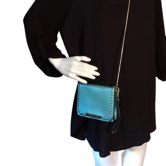 Rebecca Minkoff Handbags - SALE Rebecca Minkoff Mini Crossbody or Clutch metallic teal blue purse